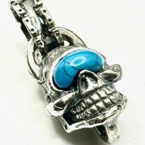 Stoplight Starlingear Vintage Japanese One Turquoise Eyed Skull Silver Pendant